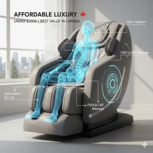 Illustration representing the best value-for-money massage chair features available in Canada for under $2000.