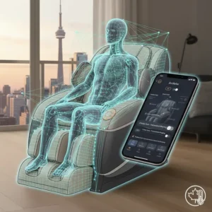 AI-powered body scanning technology in a smart massage chair to customize the user experience.