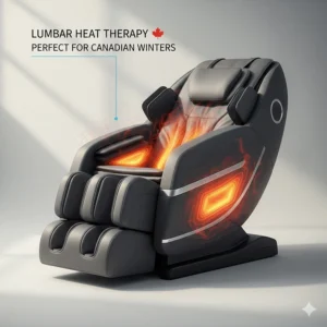 A diagram showing built-in lumbar heating, perfect for muscle recovery during cold Canadian winters.