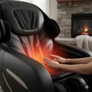 Soothing lumbar heat therapy feature in a heavy duty massage chair, perfect for warming up during Canadian winters.