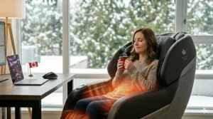 A space-saving massage chair for office nooks in urban Canadian apartments or condos.