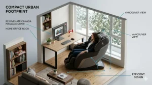 Illustration representing bilingual English and French customer support for massage chair owners in Canada.
