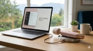 Eco-conscious rechargeable magic wand massager alternative with a USB cable, highlighting sustainable self-care tech.