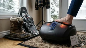 Electric foot massage machine ideal for warming up numb feet and managing neuropathy symptoms after cold Canadian winter days.