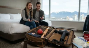 A comparison of portable electric vs manual massage tools packed for a cross-Canada road trip.