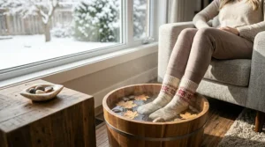 Wellness illustration detailing the reflexology benefits of using a budget foot massager under $100 for daily pain relief.