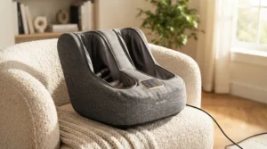 Side angle view of the foot and calf massager combo.