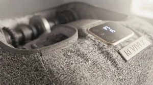 Bright LCD display showing massage intensity settings and brand detail.
