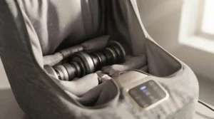 View of internal kneading rollers in the foot massager.