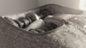 Close-up view of the massage rollers and fabric interior.