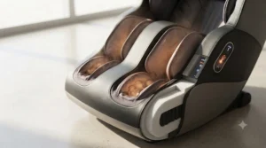 Full leg and foot massager showing heat therapy feature. Masseur de jambes et pieds avec fonction de thérapie par la chaleur.