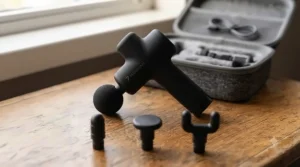 Set of 4 interchangeable massage heads for targeted muscle relief.