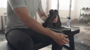 Quiet, high-powered massage gun being used for evening relaxation.