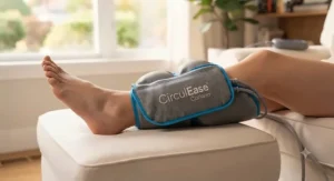 Illustration of leg massage techniques to help manage discomfort from varicose veins.