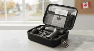 An affordable value massage gun for beginners starter kit featuring the device and standard interchangeable heads.