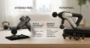 Side-by-side comparison illustrating why a massage gun under 100 CAD offers great value for Canadian shoppers.