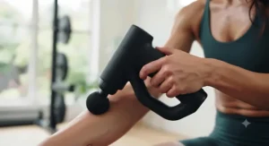 Ergonomic handle design of a high-value massage gun for athletes.