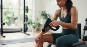 Quiet percussion therapy device ideal for post-workout athlete recovery.