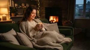 A heated lower back massager providing soothing warmth at home